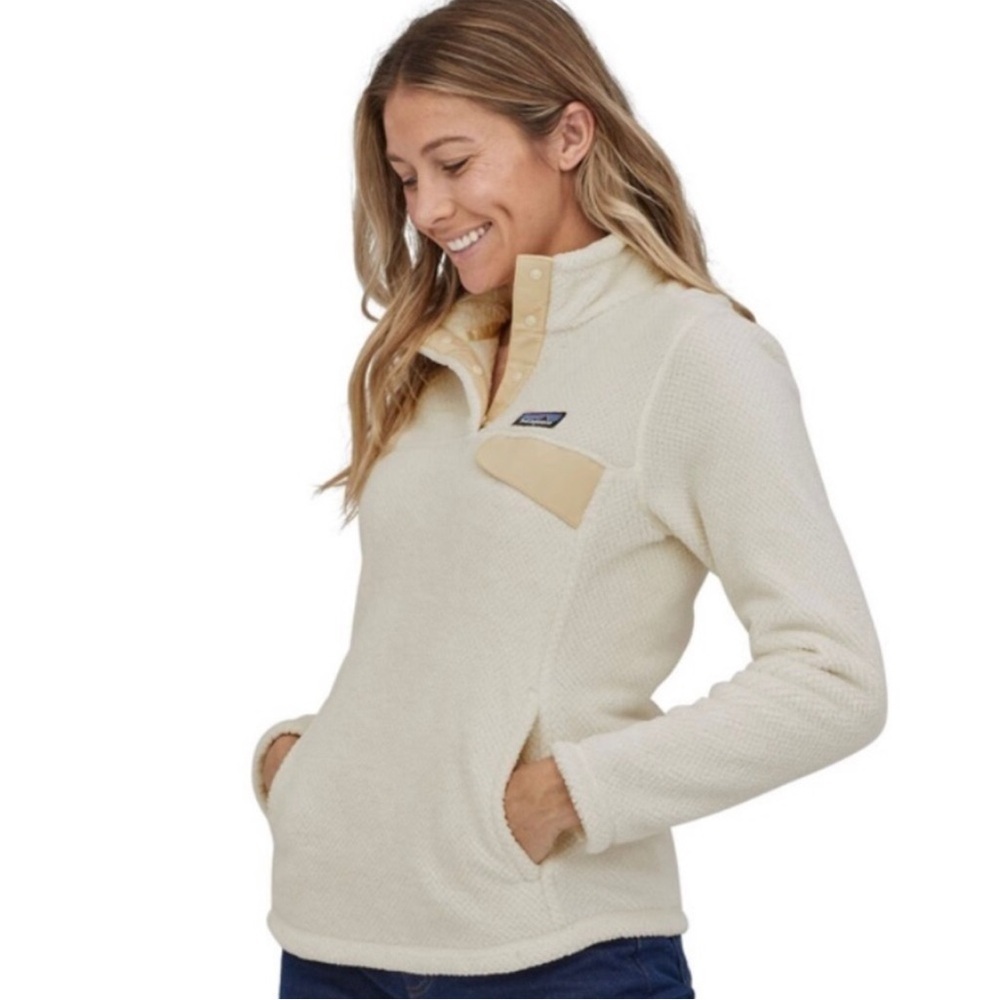 Patagonia Snap-T Re-Tool Raw Linen White Fleece Pullover SZ S Polartec